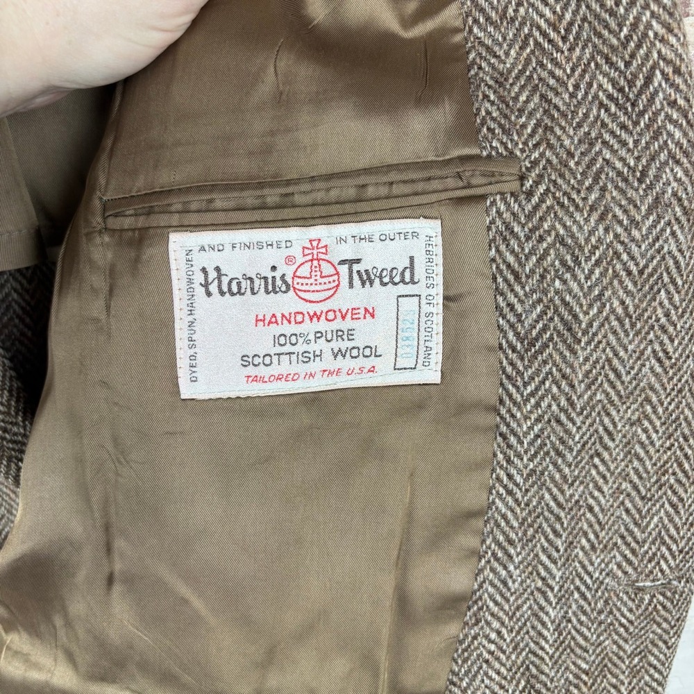 Harris Tweed 100% Scottish Wool Blazer Herringbone Heritage Tailored Old Money - Picture 2 of 16